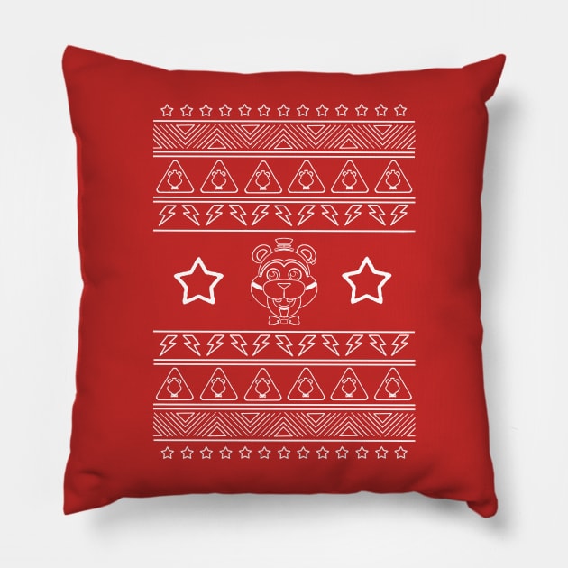 Glamrock Fazdad Ugly Holiday Sweater Pillow by SlothworksStudios