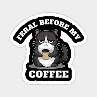 Grumpy Cat Morning Brew Tee - Feral Before My Coffee Magnet