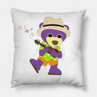 Mr.purple bear is playing Ukulele Pillow