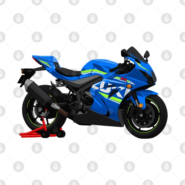 Blue GSX R1000 Bike Illustration by KAM Std