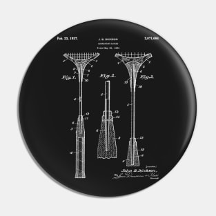 Badminton Racket Patent - Badminton Player Coach Club Art - Black Chalkboard Pin