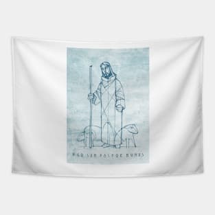 Jesus Christ Good Shepherd ink illustration Tapestry