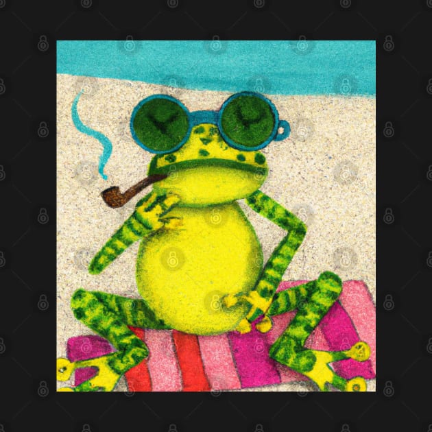 Fancy Frog With a Pipe At The Beach by FanciiFrog