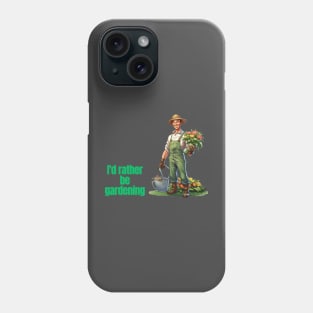 Cartoon design of a male gardener with humorous saying Phone Case