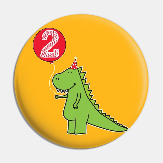 2nd Birthday Dinosaur Shirt for Toddlers Pin by HungryDinoDesign