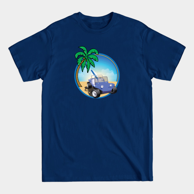 Disover Blue Dune Buggy with Surfboard and Palm - Beach Buggy Manx - T-Shirt