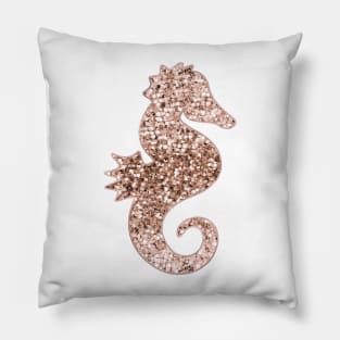 Sparkling rose gold seahorse Pillow