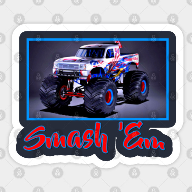 Monster Truck Racing Smash Em Monster Trucks Sticker Teepublic