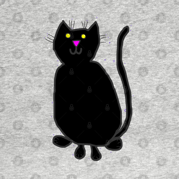 Black Cat With A Halo Of Stars Cat T Shirt Teepublic