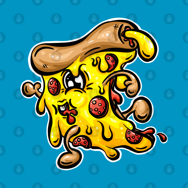 Speeding Pepperoni Pizza Character Cartoon by Squeeb Creative