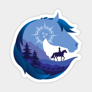 Horse Head Trail Riding Silhouette • Blue Magnet