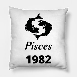 Black Zodiac Birthday Pisces 1982 Pillow