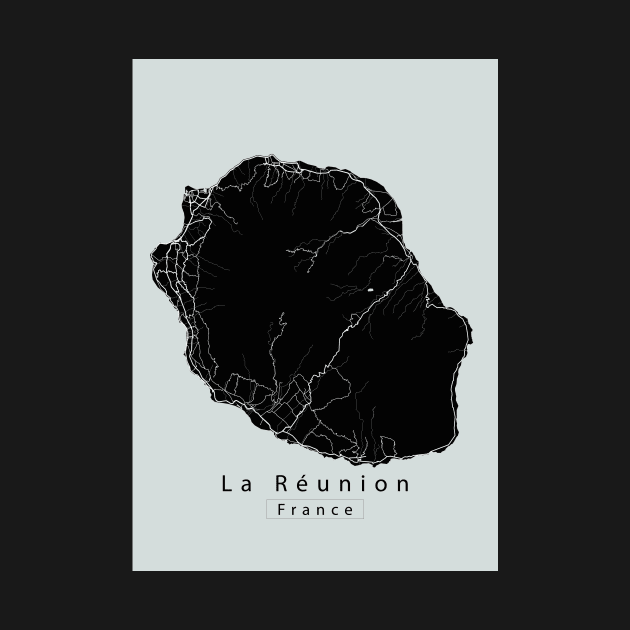 La Reunion France Island Map dark by Robin-Niemczyk