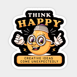 Think Happy, cartoon light mascot Magnet