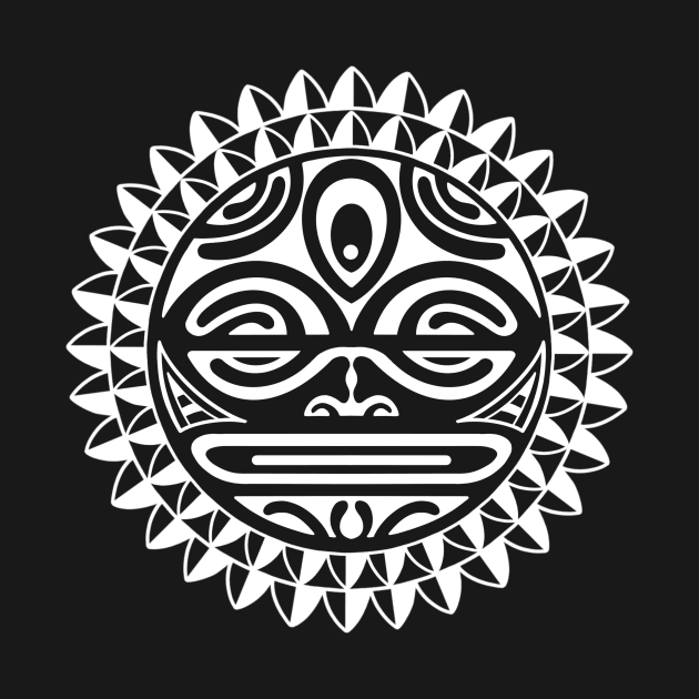 Polynesian sun with face by Tikitattoo