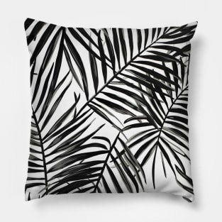 Black and White Boho Tropical Pattern Pillow