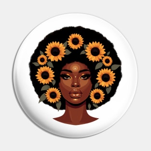 Afrocentric Woman Flowers Pin