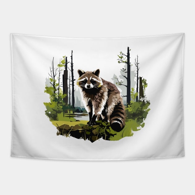 Raccoony Cuteness Tapestry by zooleisurelife