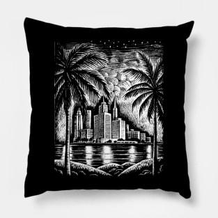 Florida Miami art in linear style Pillow