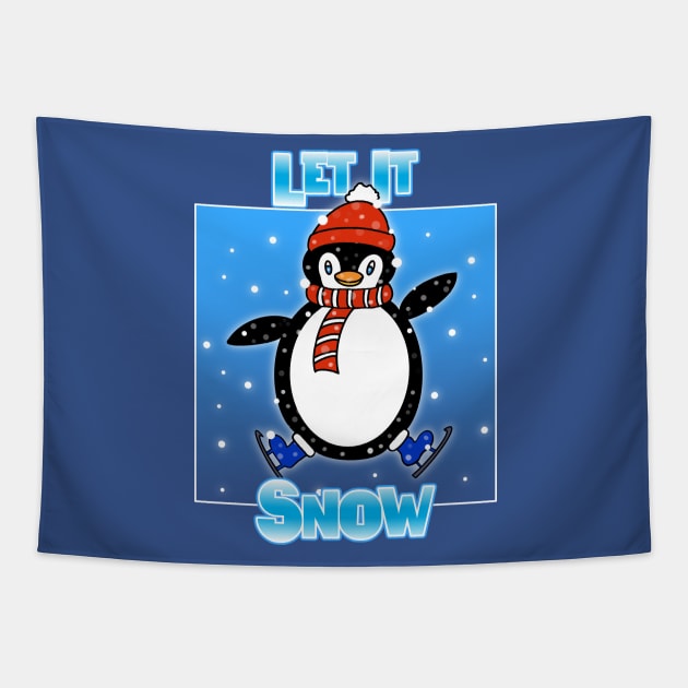 FUNNY Penguin Let It Snow Tapestry by SartorisArt1