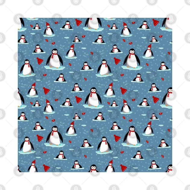 it's cold outside penguins seamless pattern light blue by Arch4Design