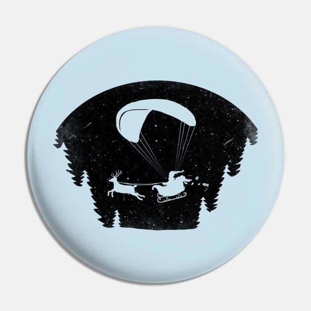 Happy Holidays - Paragliding Santa - Night Sky - Textless Pin by TheWanderingFools