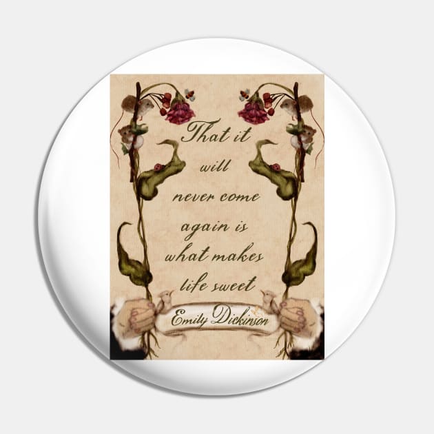 Emily Dickinson Quote That it  will  never come  again is  what makes  life sweet EMILY DICKINSON Woodland watercolor  frame Pin by penandbea