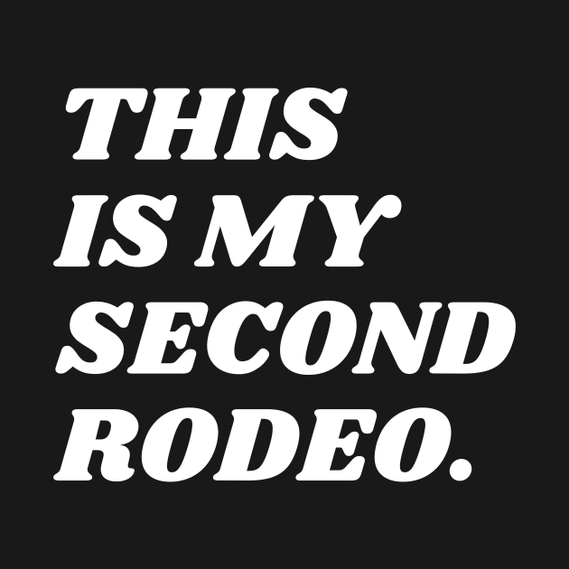 "This is my second rodeo." in plain white letters - cos you're not the noob, but barely by Davidsmith