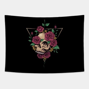 red rose skull Tapestry