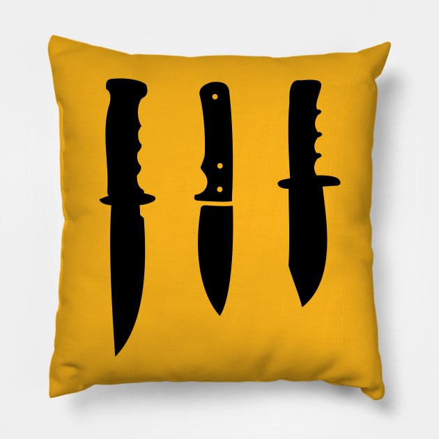 Black Survival Knives Pillow by XOOXOO