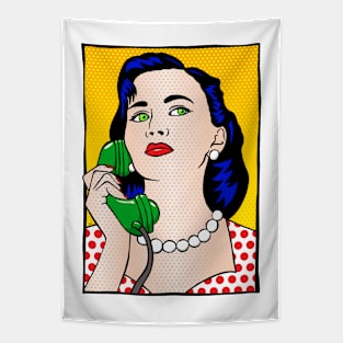 The Phone Call - Retro Woman Tapestry