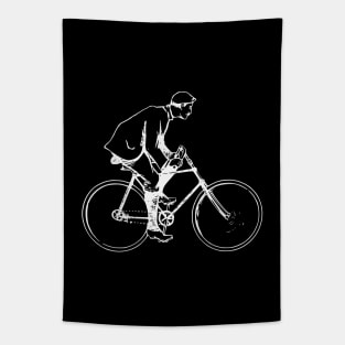 White Vintage Bicycle Cyclists Tapestry