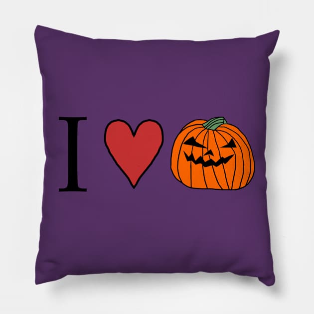 I Love Halloween Horror Pumpkin Face Pillow by ellenhenryart