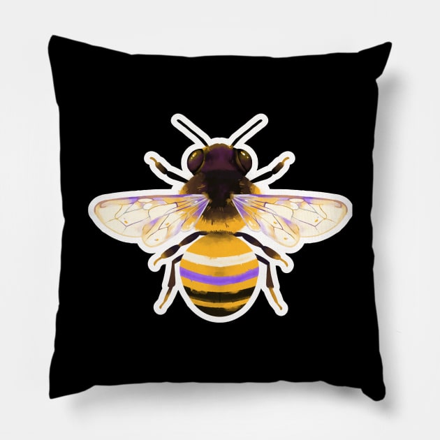 Nonbinary Bee Pillow by SunnyDazeArt