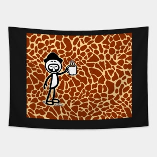 GG Coffee Guy Stick Figure Giraffe Print Tapestry