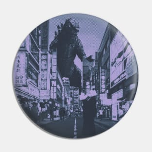 love in the city with godzilla Pin