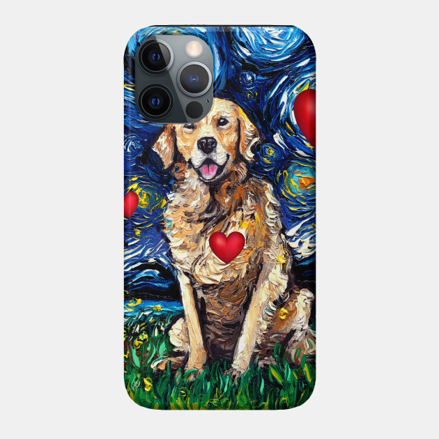Golden Retriever Night With Hearts Golden Retriever Phone Case Teepublic