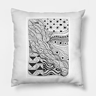 Abstract illustration black and white drawing pattern Pillow