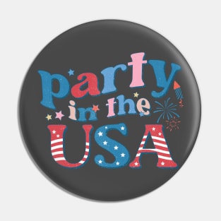 Party in the USA 4th of July Design Pin