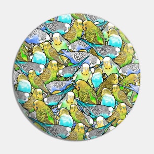 Bright Colorful Budgie Pattern Pin