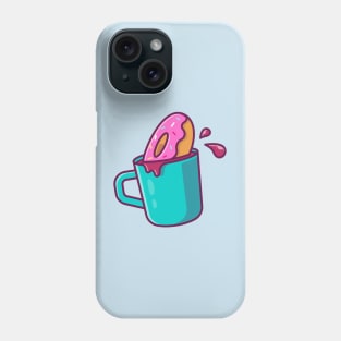 Hot Coffee With Donut Vector Icon Illustration Phone Case