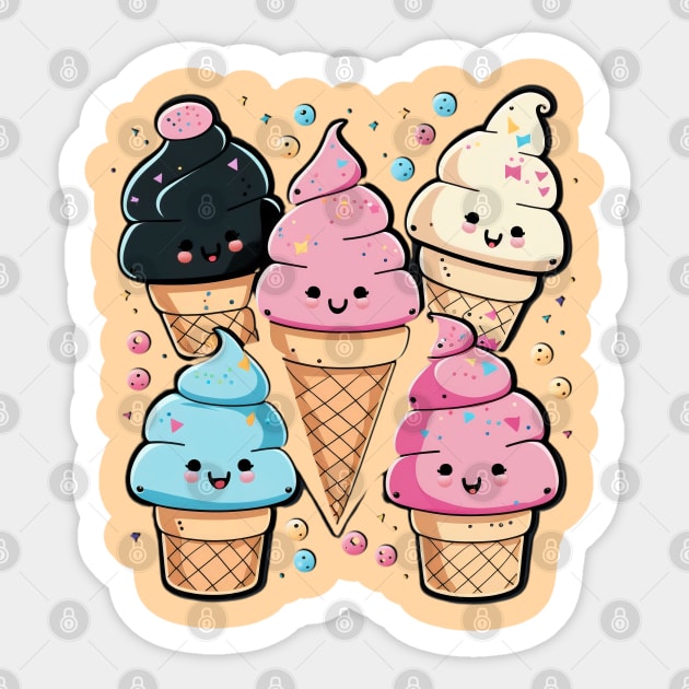 Buy Kawaii Food Collection Felt Stickers - Ice Cream at Tofu Cute