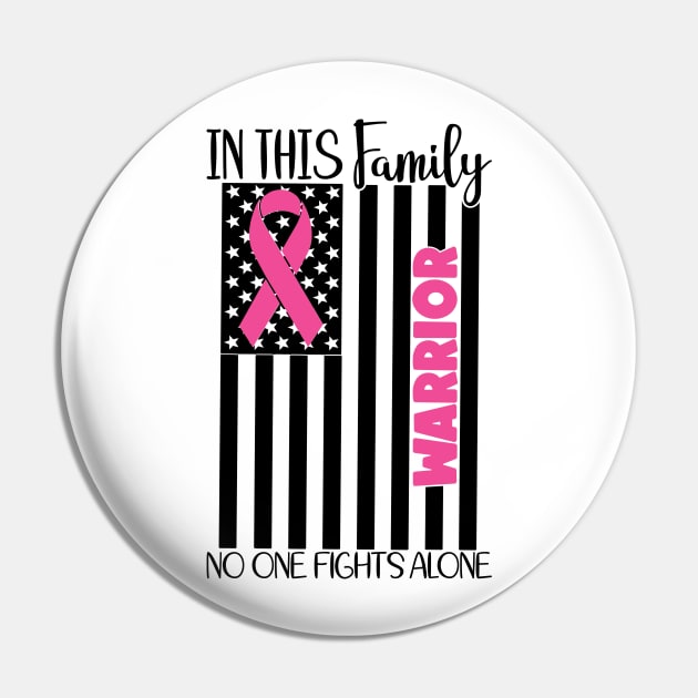 Nobody Fights Alone Warrior Survivor - Breast Cancer Awareness Pink Cancer Ribbon Support Pin by Color Me Happy 123