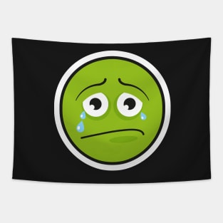 crying green emoji face Tapestry