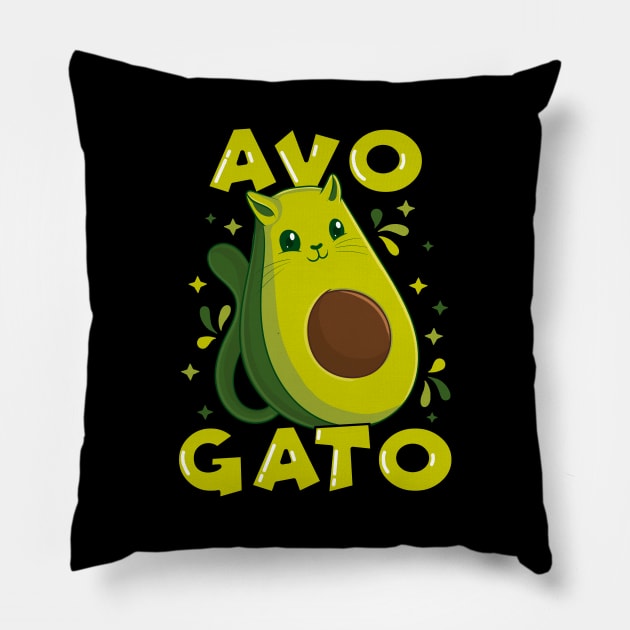 Cute & Funny Avogato Avocado Cat Pun Pillow by theperfectpresents