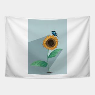 sunflower and buterfly Tapestry