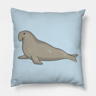 Elephant seal cartoon illustration Pillow