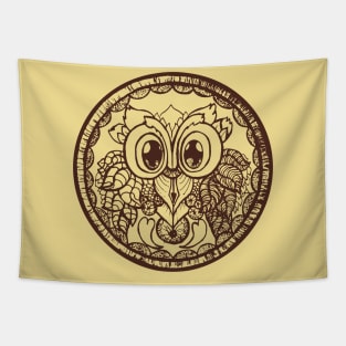 Owl Mandala Brown Tapestry