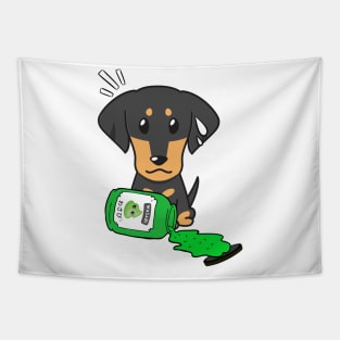 Cute dachshund Spilled Wasabi sauce Tapestry