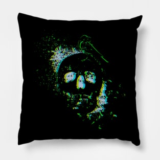 skull art with raven Pillow